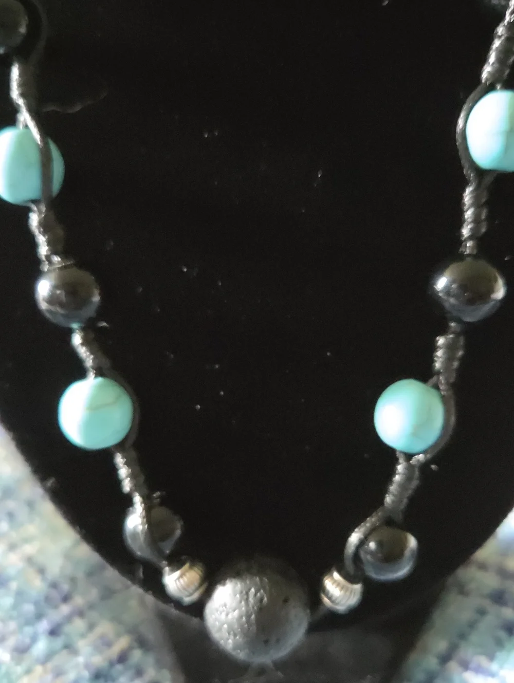Paparazzi Blue Turquoise & Black Lava Bead Desert Guide Necklace. NWOT. Unisex.